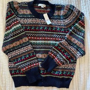 Jcrew Puff-sleeve Fair Isle MEDIUM crewneck WITH TAGS sweater. NEVER BEEN WORN